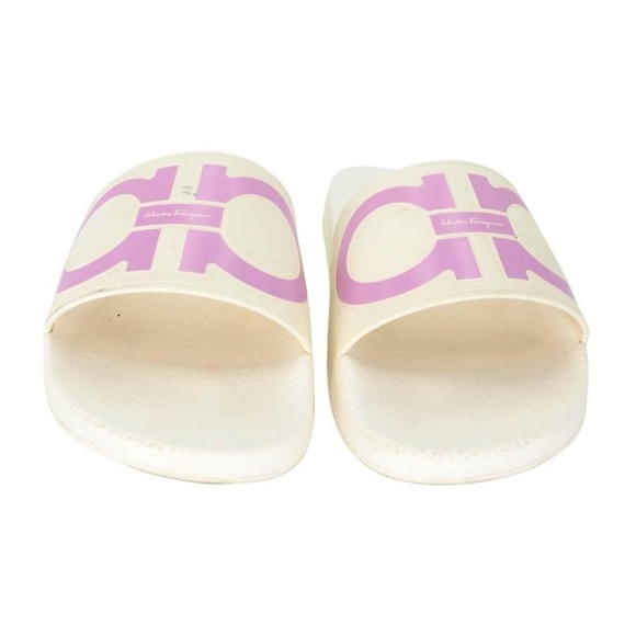 Salvatore Ferragamo Omega Gancini 9 Logo Rubber Slide On Sandals SF-S06013P-0006 - Picture 2 of 9